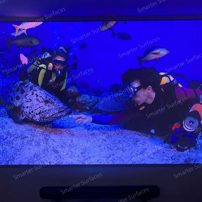 Aquarium visuals projected using Ambient Light Rejecting Projector Screen Paint