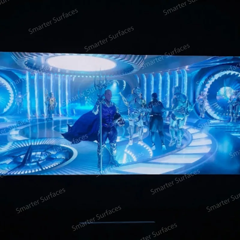 Futuristic digital scene projected on an ALR-coated wall