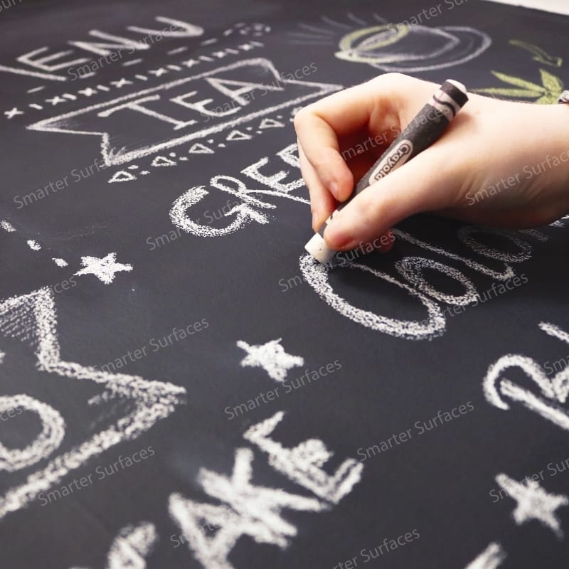 Coffee shop interior with black chalkboard paint menu boards