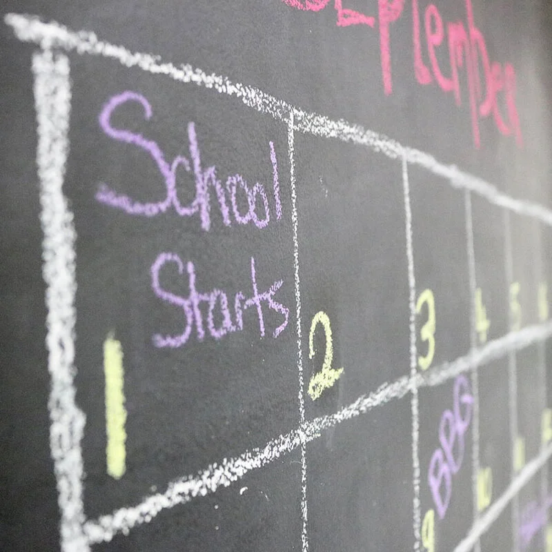 Calendar on chalkboard paint wall list blackboard paint