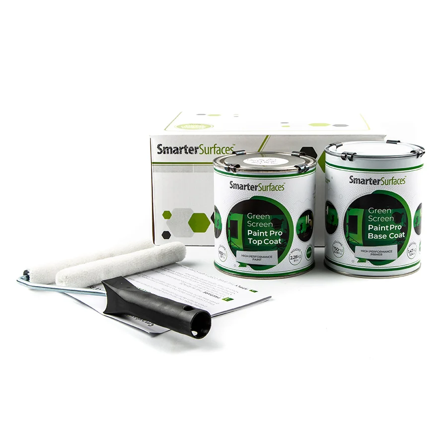 Green screen paint kit contents top coat base coat and roller