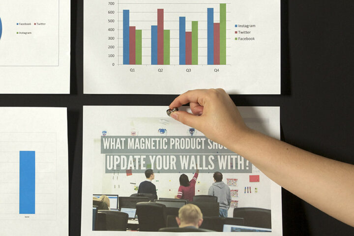 Magnetic paint on meeting room wall