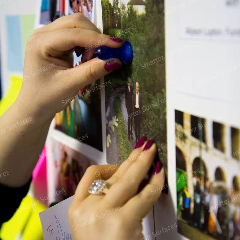 Images on white wall. Get professional-grade magnetic surfaces with Smarter Surfaces high-quality Best Magnetic Paint.