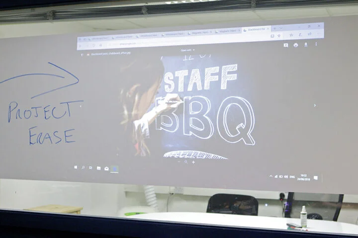 Projection screen whiteboard film writable office glass surfaces