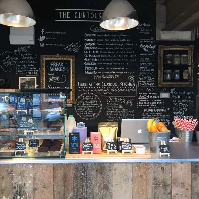 Restaurant cafe menu on blackboard chalkboard paint kitchen wall