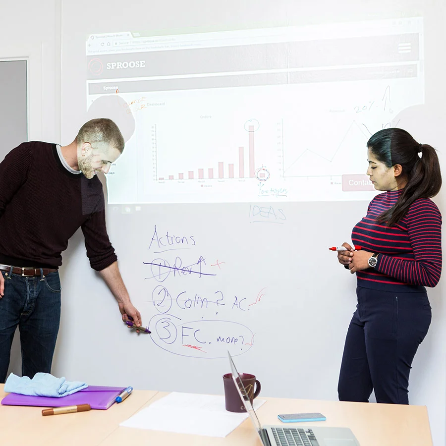 Show presentations on projector whiteboard wallpaper surface