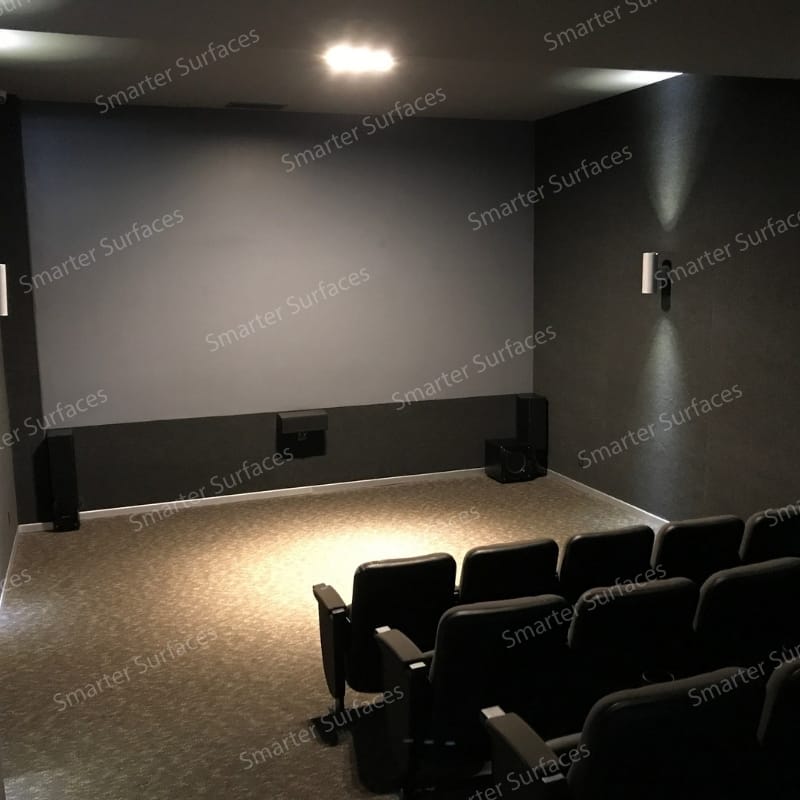 Home cinema room with a smooth painted projection wall