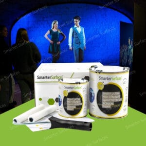 People viewing a bright projected display using Ultra High Contrast Projector Screen Paint