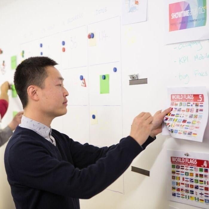 Project planning wall painted with magnetic whiteboard wall paint