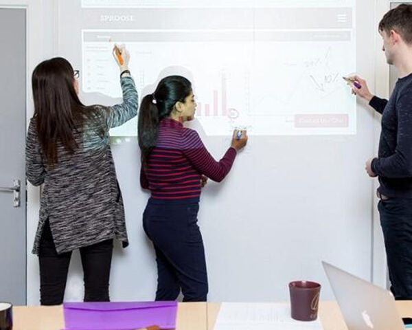 Simultaneously writing and projecting on whiteboard and projector wallpaper