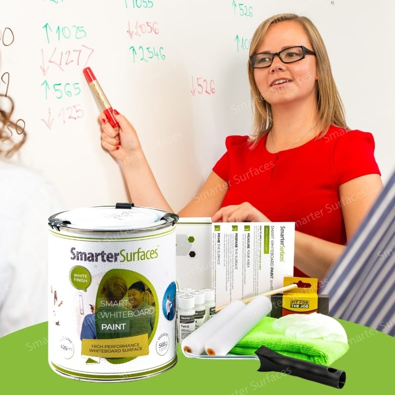 Whiteboard paint applied on the wall, creating a smooth writable surface