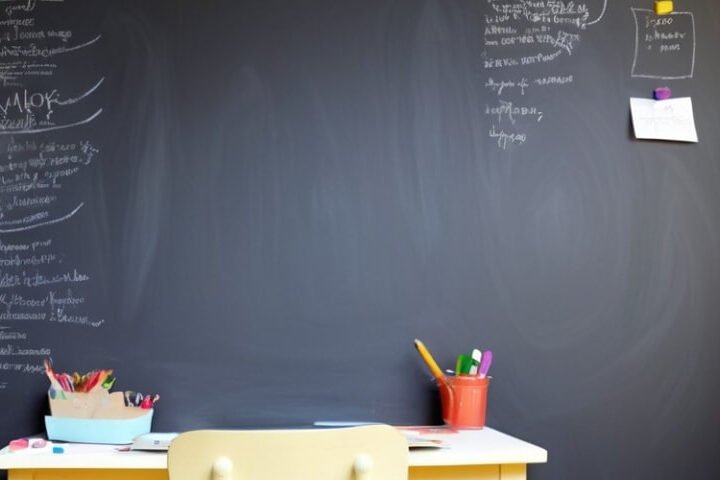 Papers attached to a magnetic chalkboard paint wall