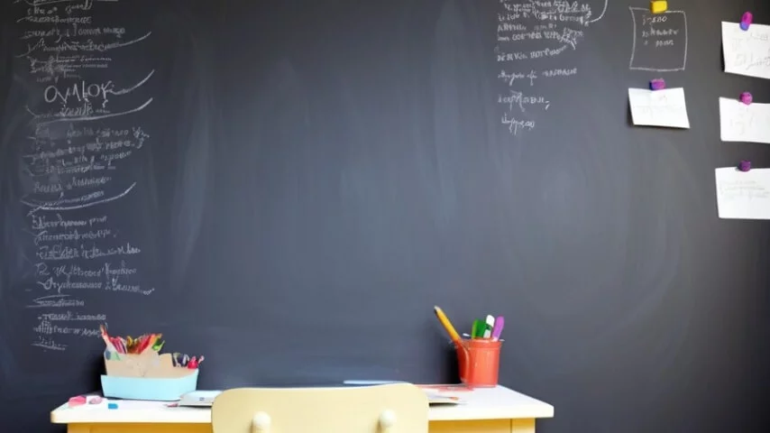 Papers attached to a magnetic chalkboard paint wall