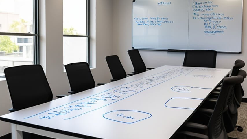 Writable desk whiteboard surface
