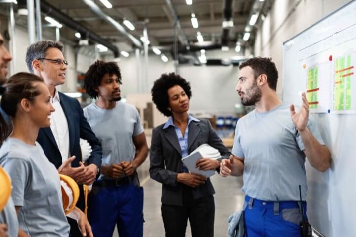 Industrial whiteboards in factory