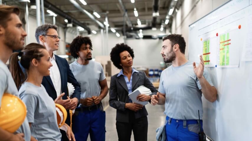 Industrial whiteboards in factory