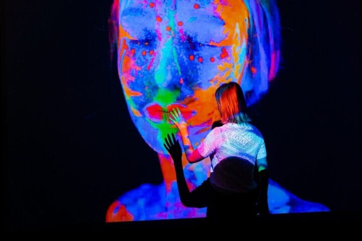 Immersive projection showcasing dynamic visuals on a custom projection surface
