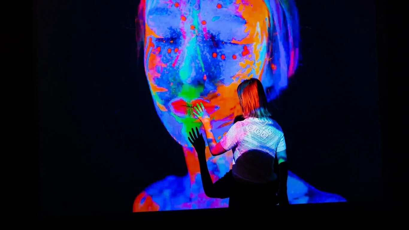 Immersive projection showcasing dynamic visuals on a custom projection surface