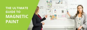 The Ultimate Magnetic Paint Guide featuring a magnetic wall with photos, notes and magnets